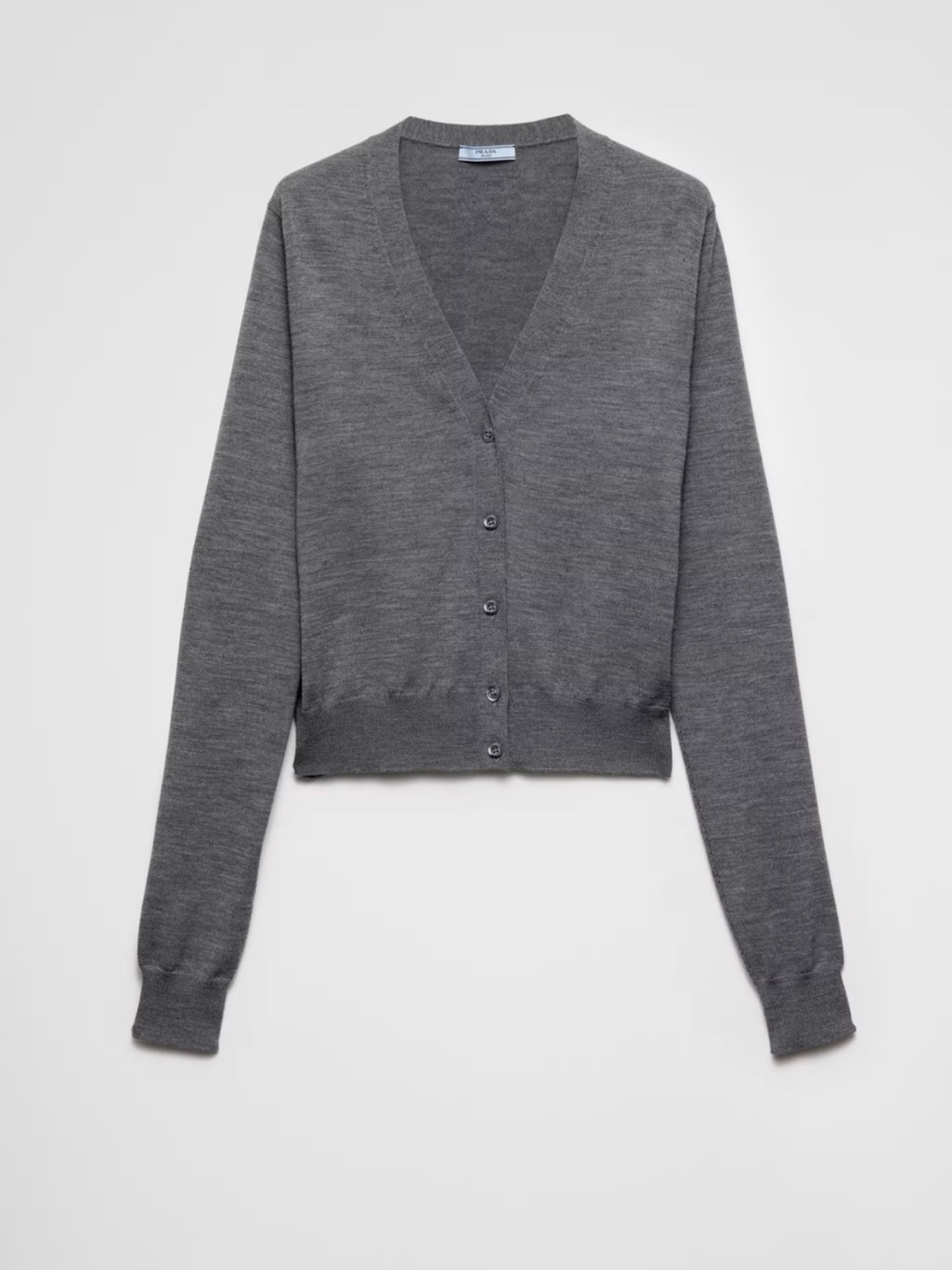 Prada Gray V-Neck Wool Cardigan